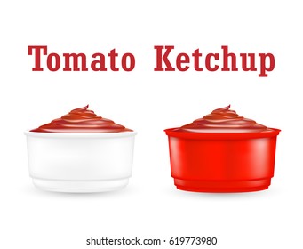 tomato ketchup sauce on a white background