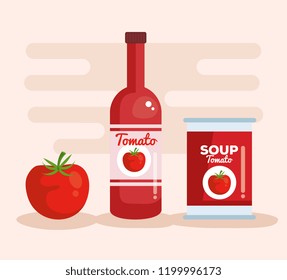 tomato ketchup and soup with vegetable