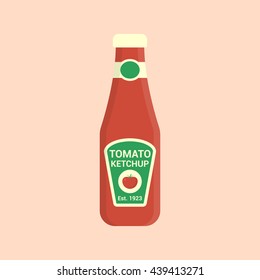 Tomato ketchup vector flat icon. Tomato ketchup closeup. Tomato ketchup isolated on background