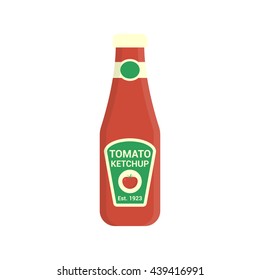 Tomato ketchup vector flat icon. Tomato ketchup closeup. Tomato ketchup isolated on white background