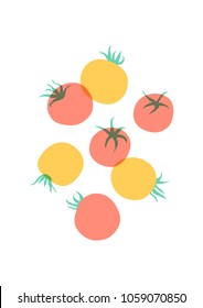 Tomato kitchen poster. Set of hand drawn tomatoes on the white background