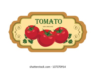 Tomato label. Retro sticker.
