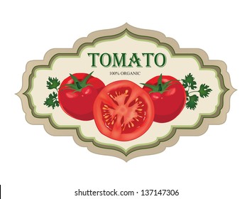 Tomato Label.  Vegetable Retro Sticker.