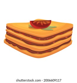 Tomate Lasagna Symbol-Cartoon-Vektorgrafik. Lasagna Gericht. italienisches Fleischgericht