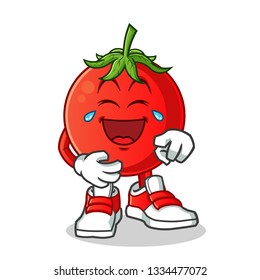 tomato laughing loudly mascot vector cartoon illustration