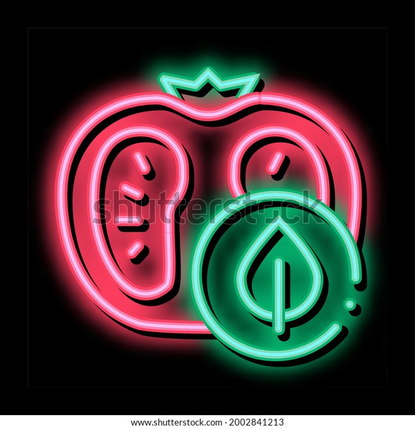 Tomato Leaf neon light\
sign vector. Glowing bright icon Tomato Leaf sign. transparent\
symbol illustration