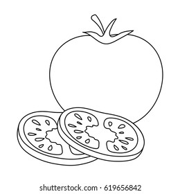 Tomato with a leaf.Burgers and ingredients single icon in outline style vector symbol stock illustration.