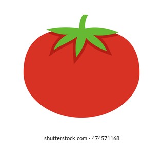 Tomato with leaves flat vector color icon for food apps and websites