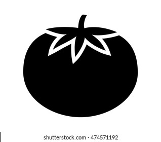 Tomato with leaves flat vector icon for food apps and websites