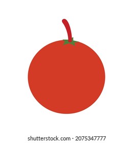 Icono de tomate con hojas, imagen vectorial de una verdura roja, ilustración de diseño plano