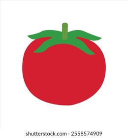 Tomato Line Art Flat Vector Icon.