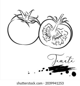 Tomato Line Art Vector Illustration