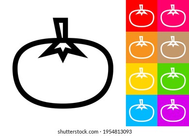 Tomate. Zeilensymbol mit unterschiedlichem Farbhintergrund.