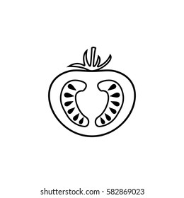 Tomato line icon, food & drink elements, vegetable sign, a linear pattern on a white background, eps 10.