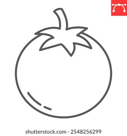 Tomato line icon, fresh and vegetable, tomato vector icon, vector graphics, editable stroke outline sign, eps 10.