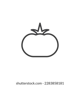 Icono de línea de tomate. signo de estilo lineal para concepto móvil y diseño web. Tomate con icono vector de contorno de hoja. Símbolo, ilustración del logotipo. Gráficos vectoriales