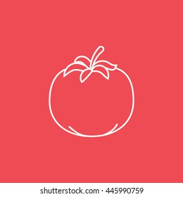 Tomato Line Icon On Red Background