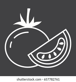 Tomato line icon, vegetable and diet, vector graphics, a linear pattern on a black background, eps 10.