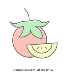 Tomato lineal color icon , vector, pixel perfect, illustrator file