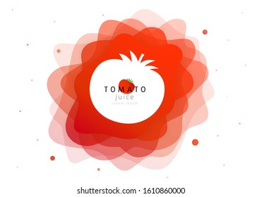 Tomato With A Liquid Splash Of Fresh Juice Of Abstract Shape. Splashes Of Ripe Juicy Vegetables And Flat Wave Fluid. Modern Vector Illustration Design Layout On White Background