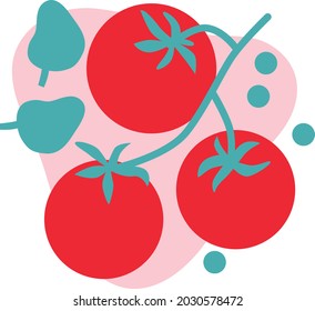 Tomato , logo. Abstract vegetables set. Tomato cherry. Funny colored typography poster, advertising, packaging print design, restaurant menu decoration. Isolated. EPS 10