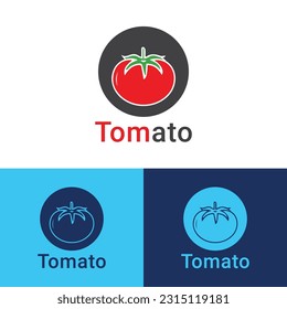 Mentalidad vectorial de diseño de logotipo de tomate,