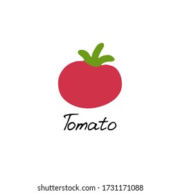 Tomato logo. Hand drawn vegetable icon for print and web. Hand written incription Tomato. Vector illustration