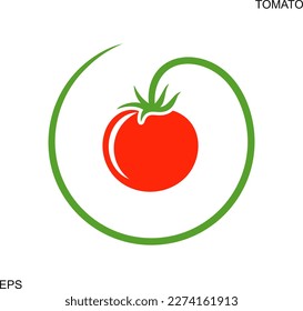 Logo del tomate. Tomate aislado sobre fondo blanco