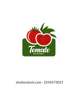 cor verde e vermelho do vetor do desenho do logotipo do tomate