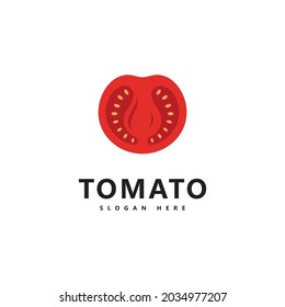 Tomato logo vector icon illustration design