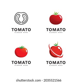Diseño de iconos vectoriales del logotipo del tomate