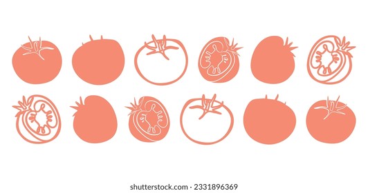 Plantilla de símbolo del icono del vector del logotipo del tomate. Diseño del logotipo del tomate