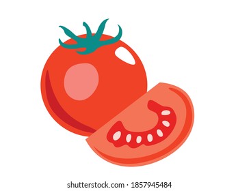 Tomato for magazine, farmers market, vegetarian salad recipe design, web. 
Vegetable on an isolated background. Icon Vector flat illustration