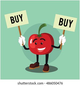 tomato man holding signs illustration design