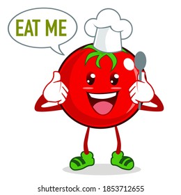 caricatura de mascota de tomate en vector