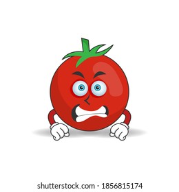 Tomato mascot character with angry expression. vector illustration