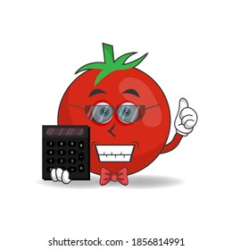 The Tomato mascot character becomes an accountant. vector illustration