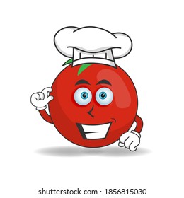 The Tomato mascot character becomes a chef. vector illustration