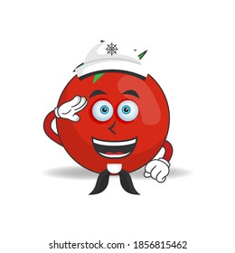 The Tomato mascot character becomes a sailor. vector illustration
