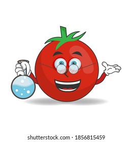 The Tomato mascot character becomes a scientist. vector illustration