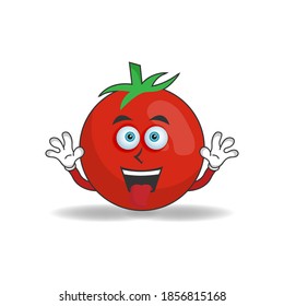 Tomato mascot character with laughing expression and sticking tongue. vector illustration