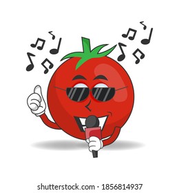 The Tomato mascot character is singing. vector illustration