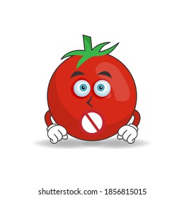 The Tomato mascot character with a speechless expression. vector illustration