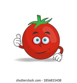 Tomato mascot character with thumbs up bring. vector illustration