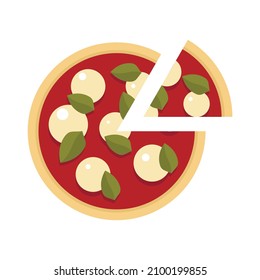 Tomato mozzarella pizza icon. Flat illustration of tomato mozzarella pizza vector icon isolated on white background