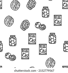 Tomato Natural Vitamin Vegetable Vector Seamless Pattern Thin Line Illustration