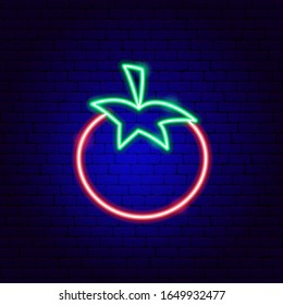 Tomato Neon Sign. Vector Illustration of Vegetable Promotion.