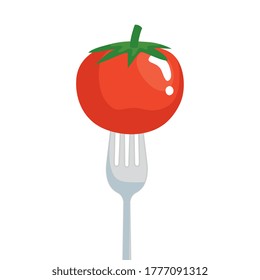 tomato on fork design, Vegetable organic food healthy fresh natural and market theme Vector illustration