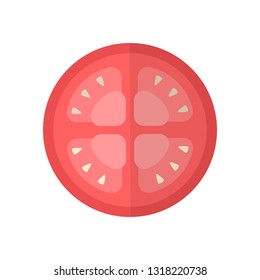 Tomato on white background isolated. Half a tomato. Sliced Tomato. Flat style.