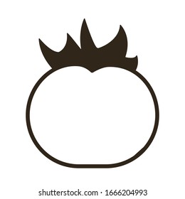 tomate en fondo blanco, icono de línea icono ilustración vectorial diseño